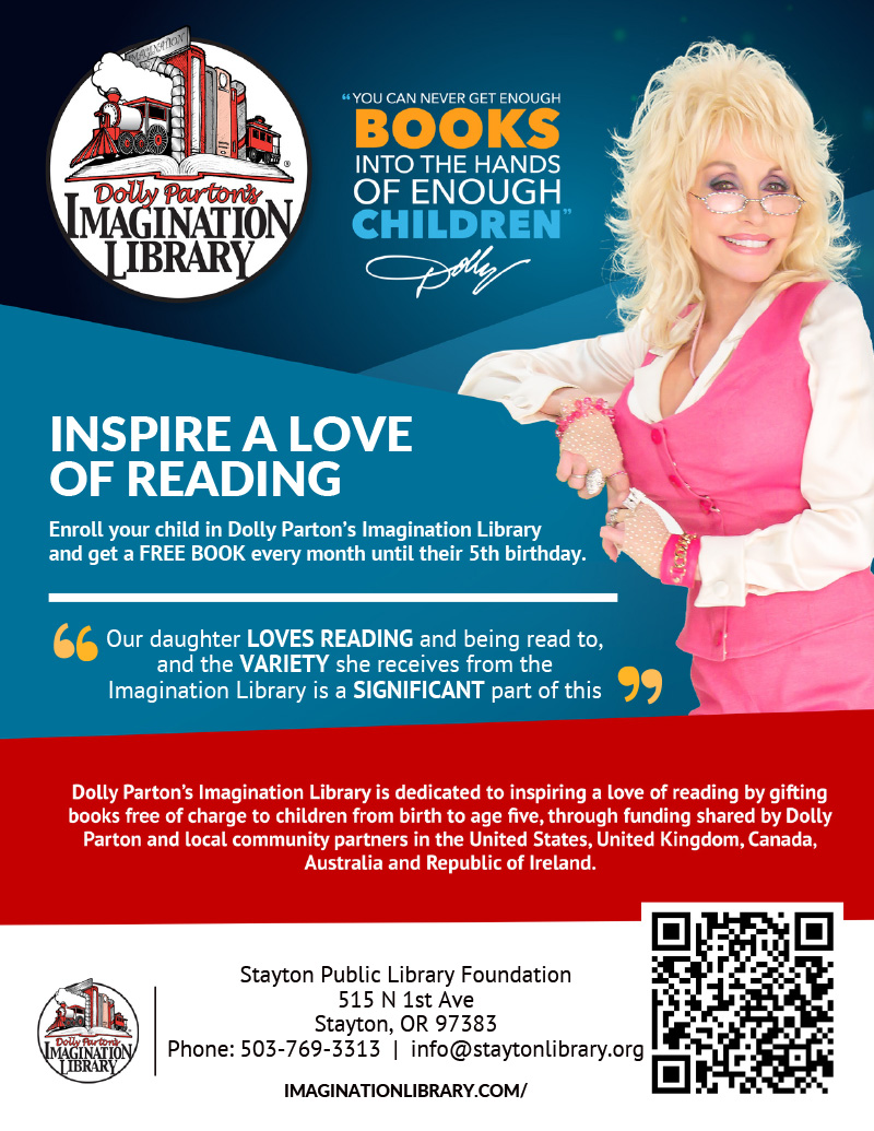 Dolly Parton's Imagination Library, brought to you by Stayton Area Rotary