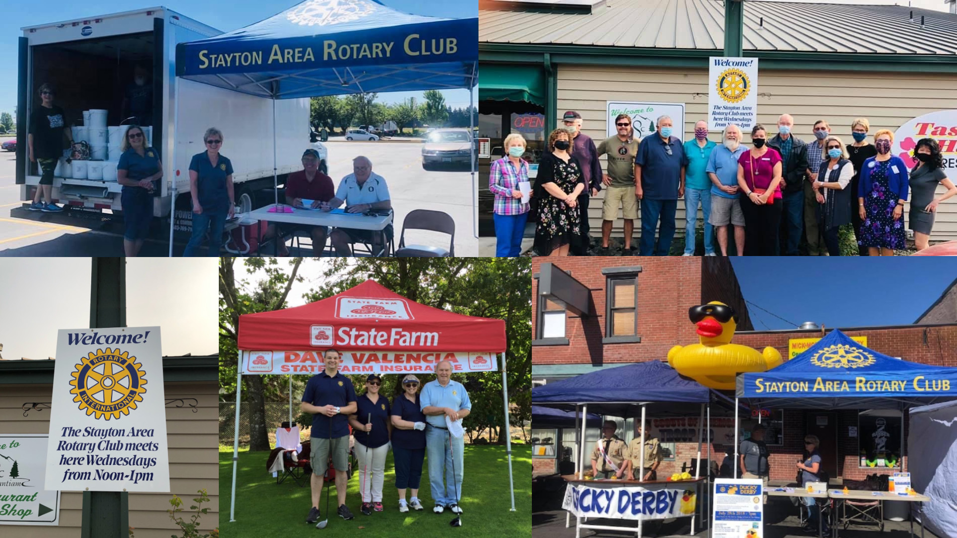 Collage of Stayton Area Rotary events and members through the years